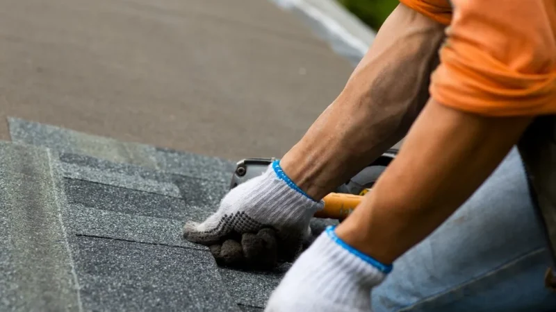 Roofing Shingles being placed on roof